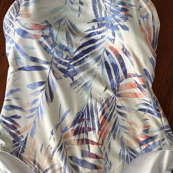 GAP palm leaf pastel print scoop strappy back one piece with pads sz L - Picture 4 of 7